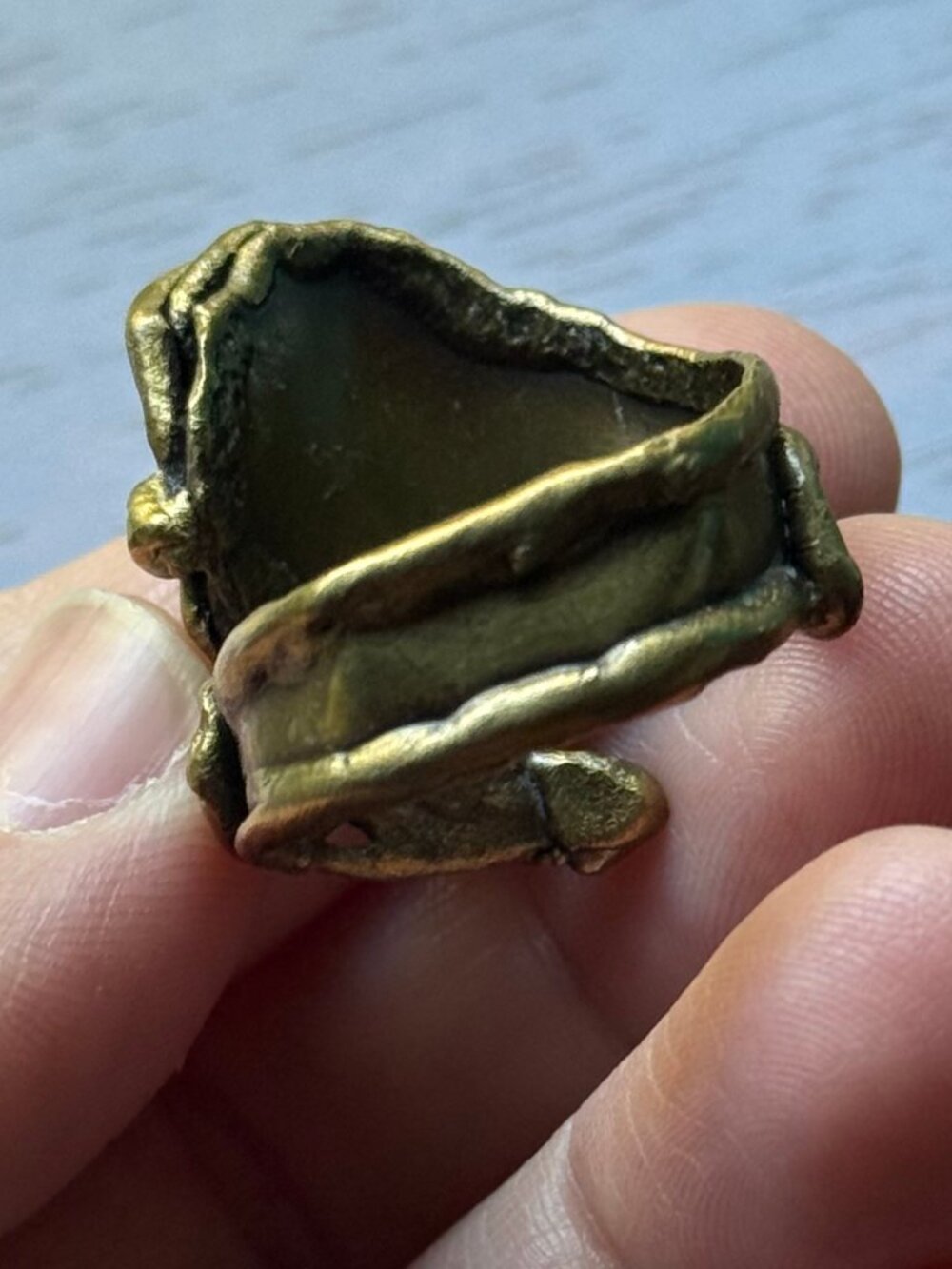 Magical Brutalist Raw Citrine and Brass Artisan Ring - Picture 4 of 7
